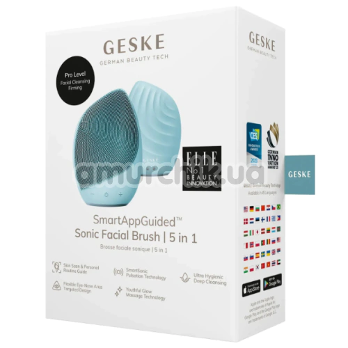 Ультразвуковая щетка для лица Geske Sonic Facial Brush 5 in 1, бирюзовая