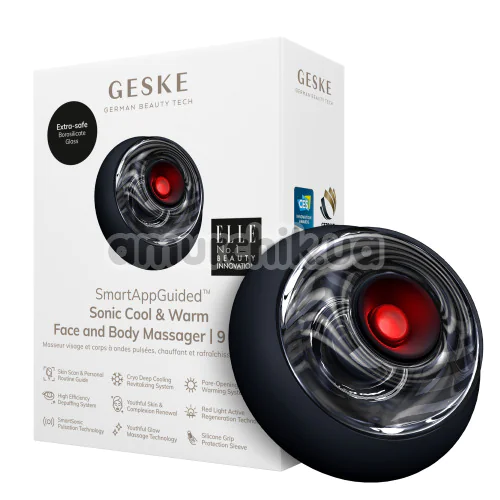 Ультразвуковий масажер для обличчя та тіла Geske Sonic Cool & Warm Face and Body Massager 9 in 1, чорний