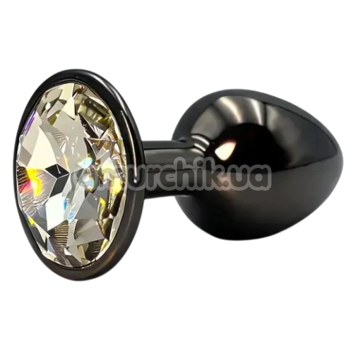 Анальная пробка с прозрачным кристаллом Alume Metal Plug S, черная
