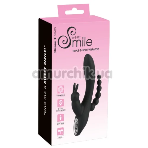 Анально-вагинально-клиторальный вибратор Smile Triple G-Spot, черный
