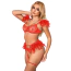 Комплект Star Night Sensual Feather & Chains, красный: бюстгальтер + трусики-стринги + пояс для чулок + гартеры - Фото №2