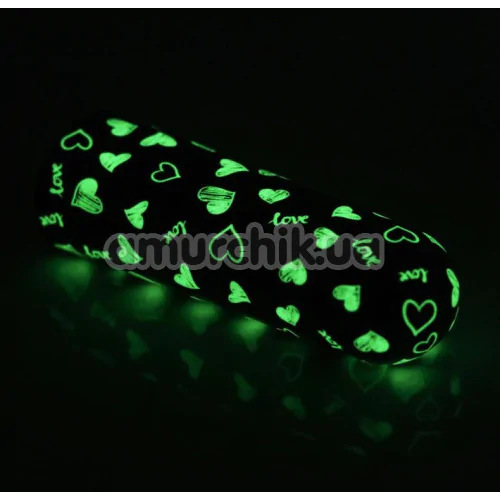 Кліторальний вібратор Heart Massager Glow In The Dark, чорний