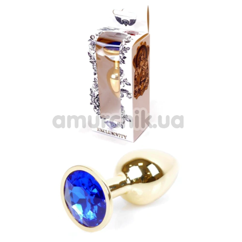 Анальна пробка з синім кристалом Exclusivity Jewellery Gold Plug, золота
