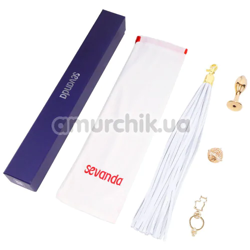 Анальная пробка с флоггером Lockink Detachable Pony Tail Rose-Shape Plug Kit, золотая