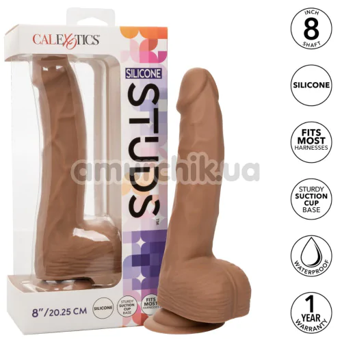 Фалоімітатор Silicone Studs 8, коричневий