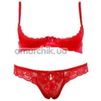 Комплект Cottelli Collection Lingerie Half-cup Bra Set червоний: бюстгальтер + трусики-стринги - Фото №1
