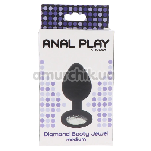 Анальная пробка с прозрачным кристаллом Anal Play Diamond Booty Jewel Medium, черная