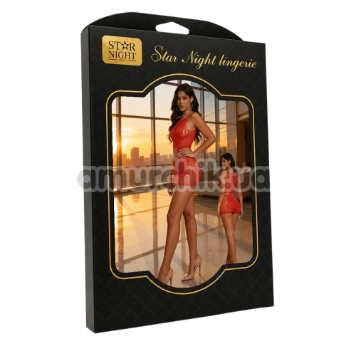 Платье Star Night Butterfly Fishnet Mini Dress, красное