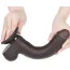 Фалоімітатор Sliding-Skin Dual Layer Dong 9 з мошонкою, коричневий - Фото №11
