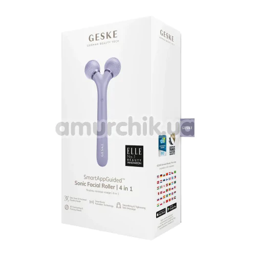 Ультразвуковий масажер для обличчя Geske Sonic Facial Roller 4 in 1, бузковий