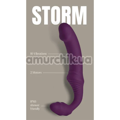Безремневой страпон с вибрацией Bold Storm Remote Controlled Strapless Vibrator, фиолетовый