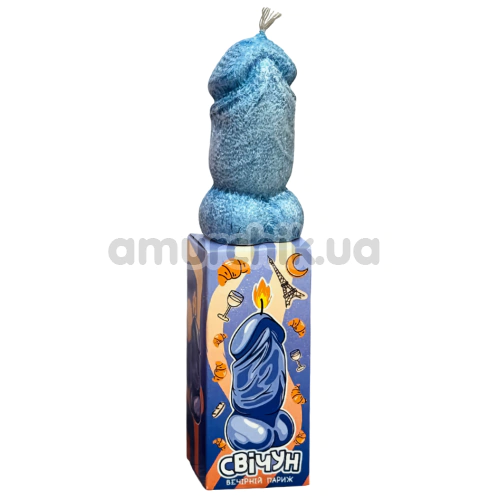 Свеча в виде пениса VidDushi Свечун - вечерний Париж, синяя
