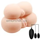 Штучна вагіна та анус з вібрацією Crazy Bull Dual Vagina And Ass 009136, тілесна - Фото №1